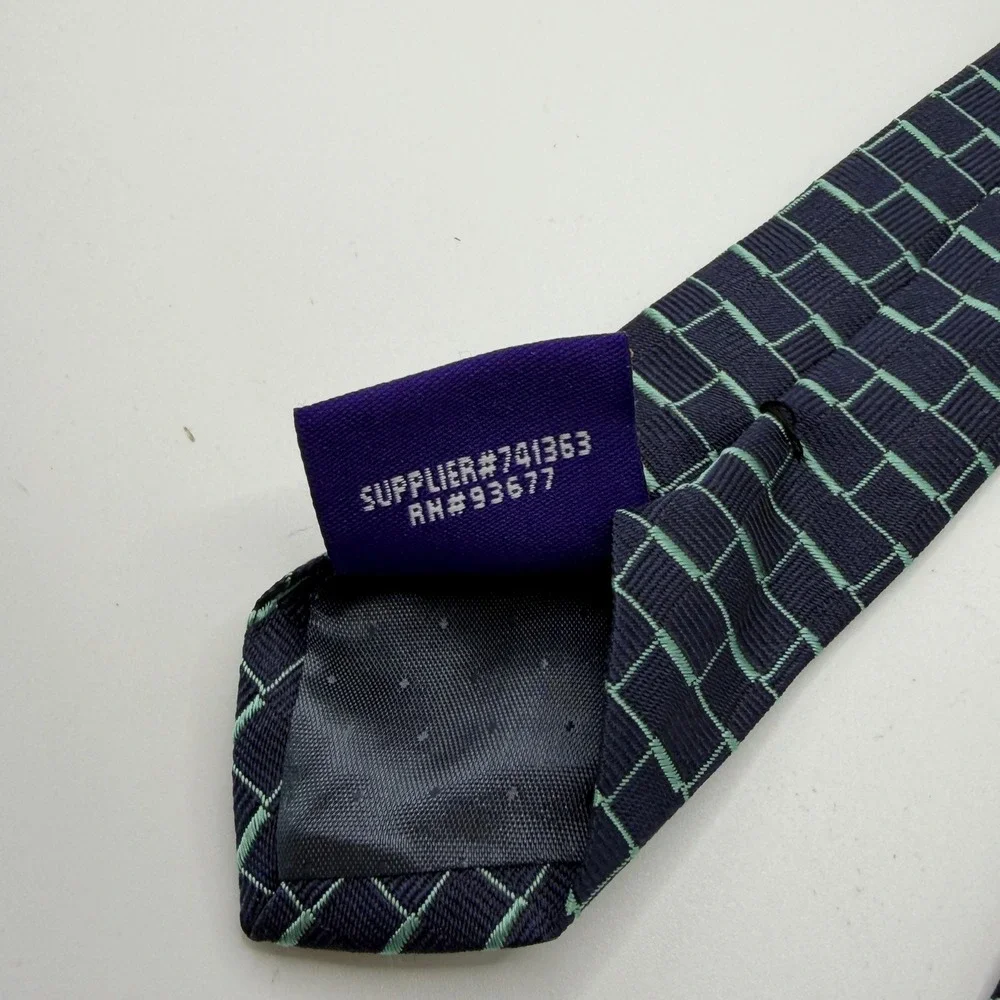 Hunt Club Necktie Mens OS Navy Blue Excellent Silk Geometric Made in Italy Tie